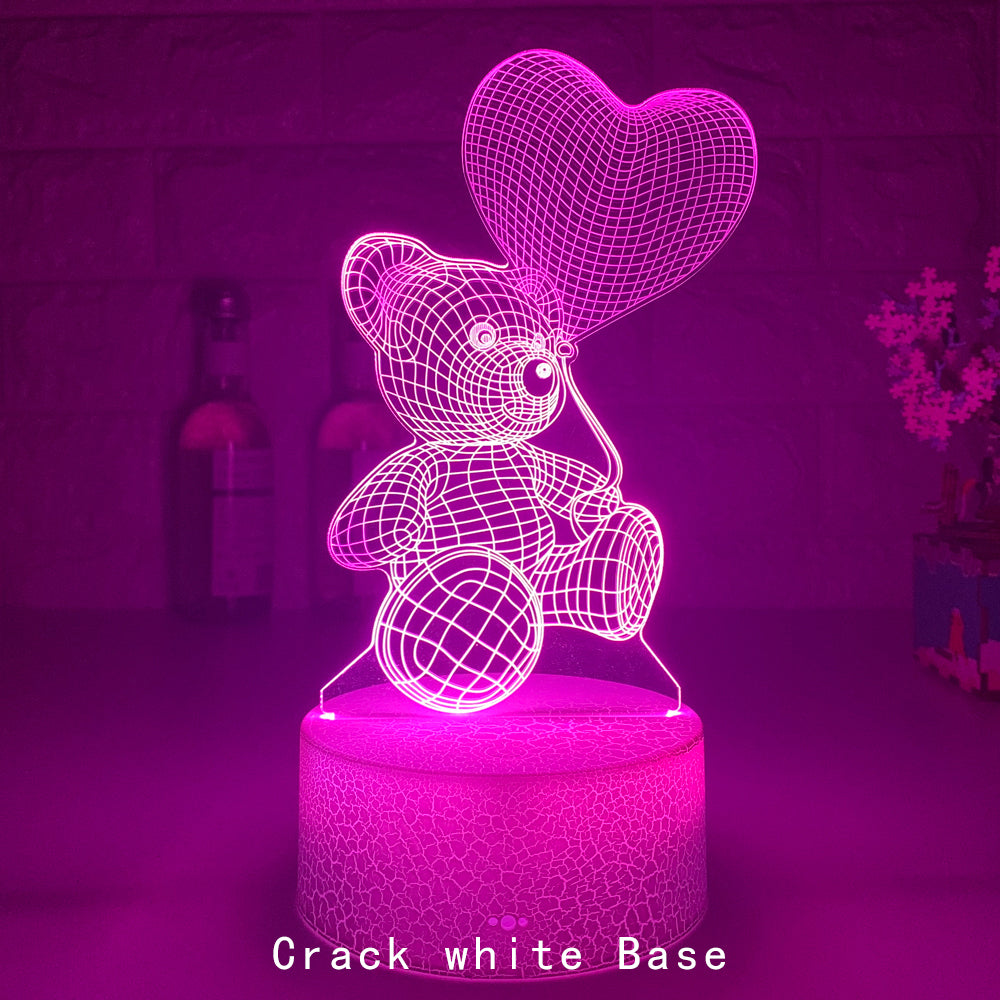 Lampada 3D USB LED Luci notturne Lampada con insegna al neon per la casa Camera da letto  Regali di San Valentino