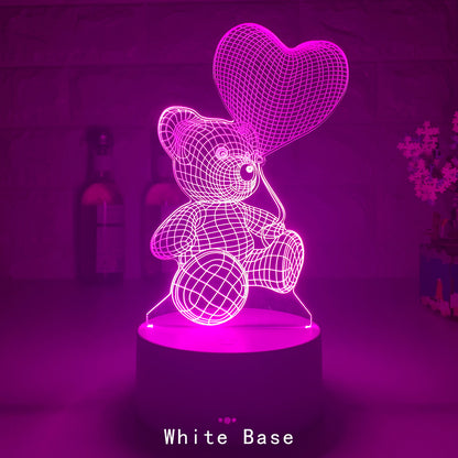 Lampada 3D USB LED Luci notturne Lampada con insegna al neon per la casa Camera da letto  Regali di San Valentino