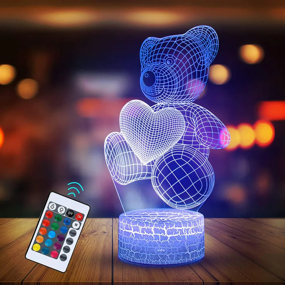 Lampada 3D USB LED Luci notturne Lampada con insegna al neon per la casa Camera da letto  Regali di San Valentino