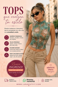 Top con estampado, cuello alto, talla S