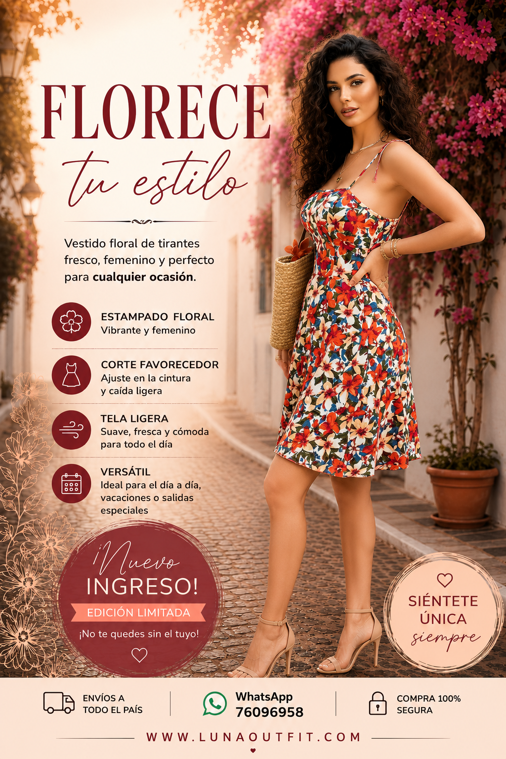 Vestido casual de tirante, talla L