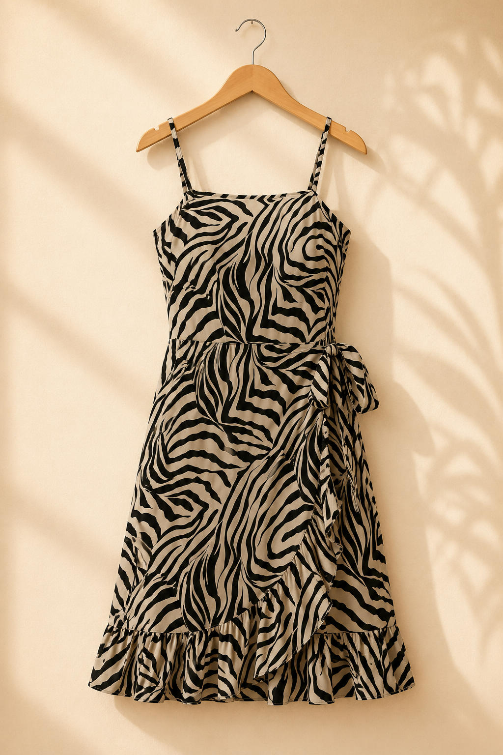 Vestido de tirantes de rayas de cebra. Talla M.