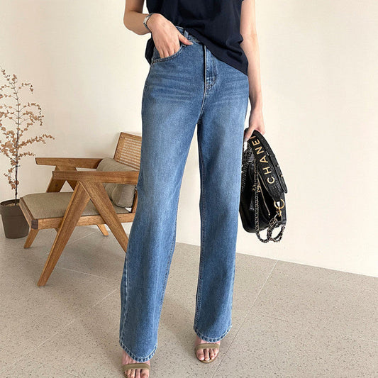 Jeans baggy donna casual: Gamba Dritta a Vita Alta su Luna Outfit 