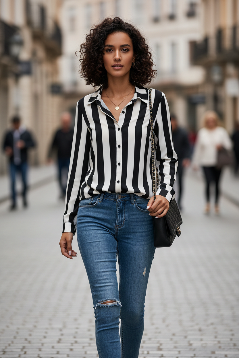 Blusa para dama a rayas,talla M.