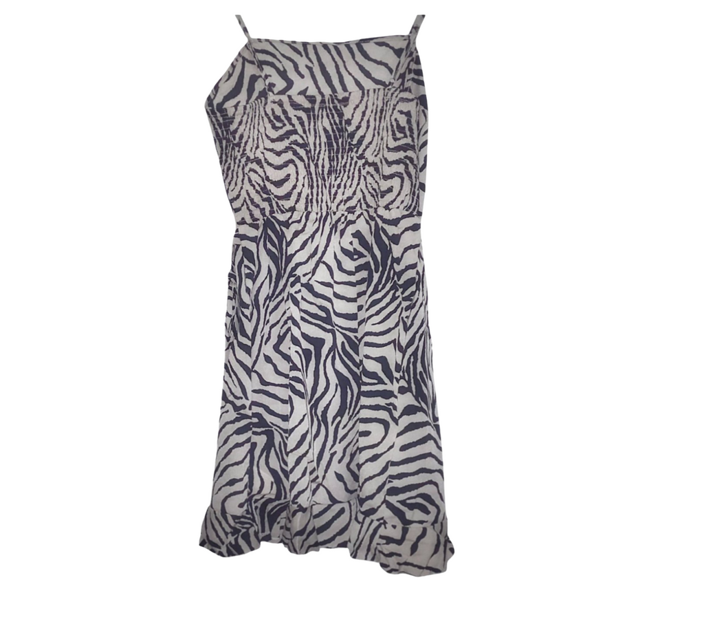 Vestido de tirantes de rayas de cebra. Talla M.