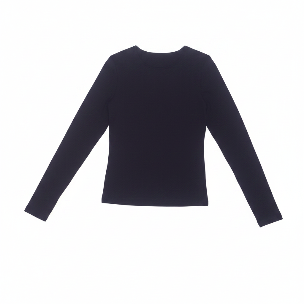 Camiseta para dama, cuello redondo y manga larga ajustada, talla M
