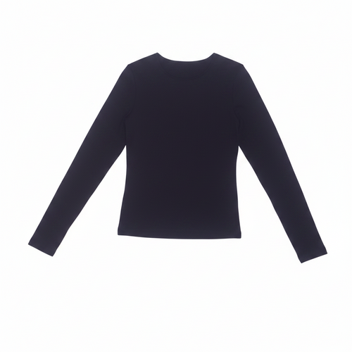 Camiseta para dama, cuello redondo y manga larga ajustada, talla M